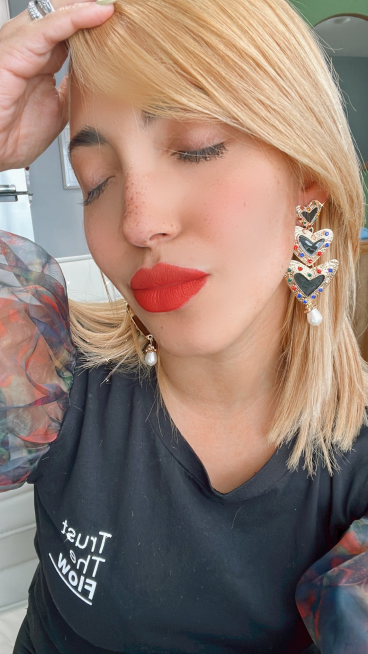 Black Hearts statement earrings