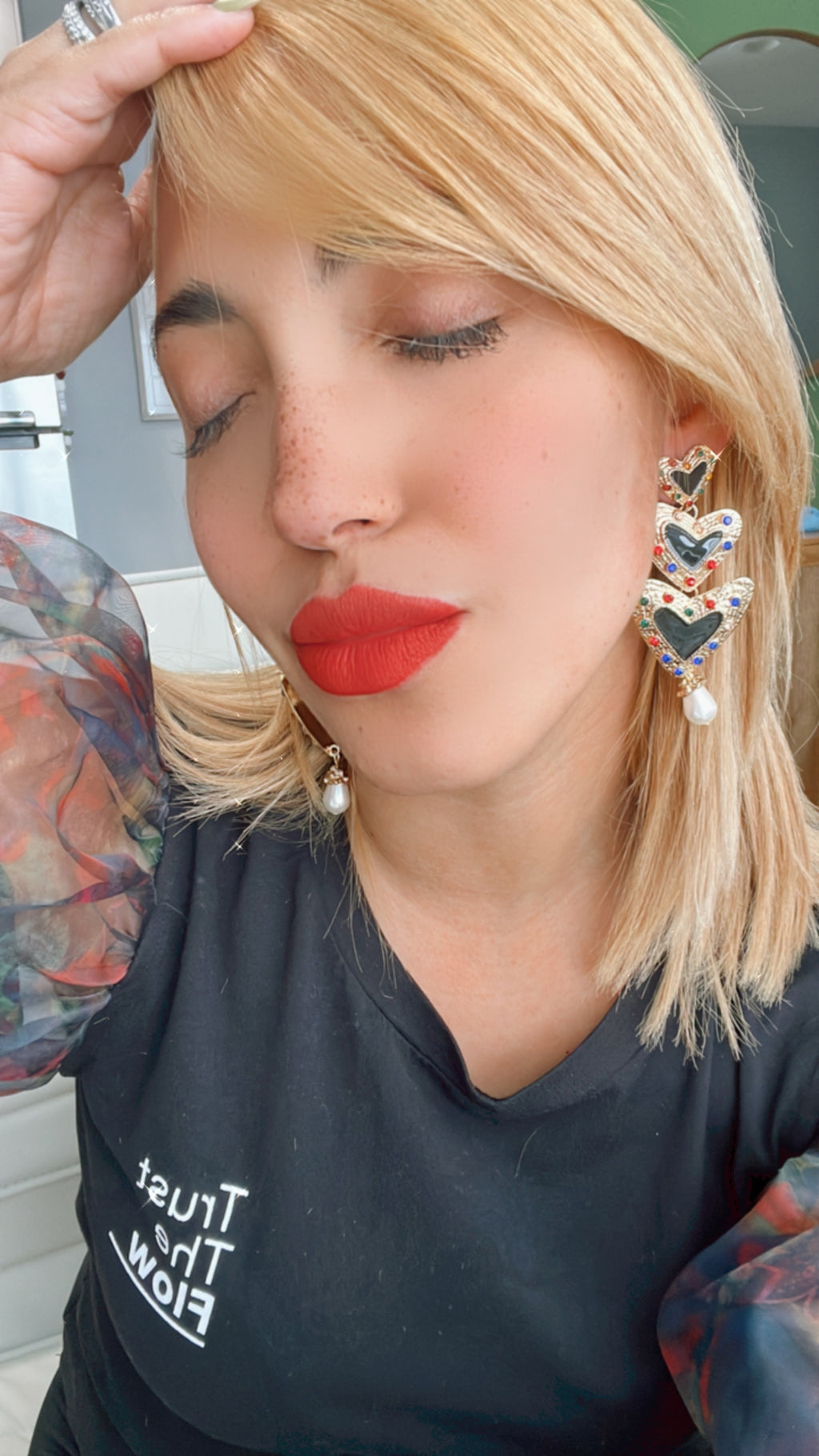 Black Hearts statement earrings