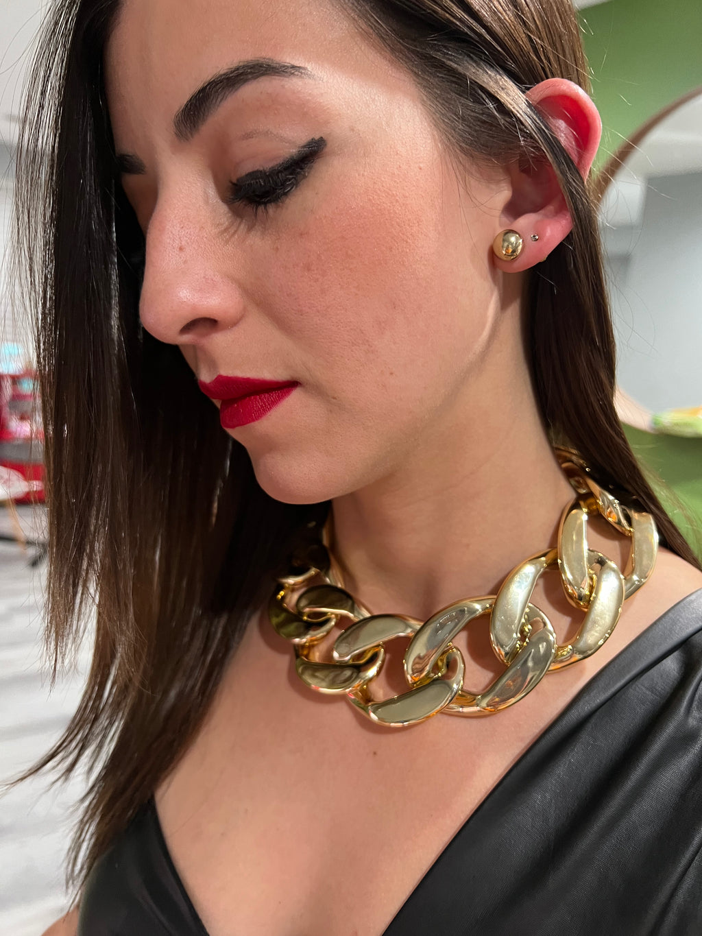 Unique chunky gold necklace