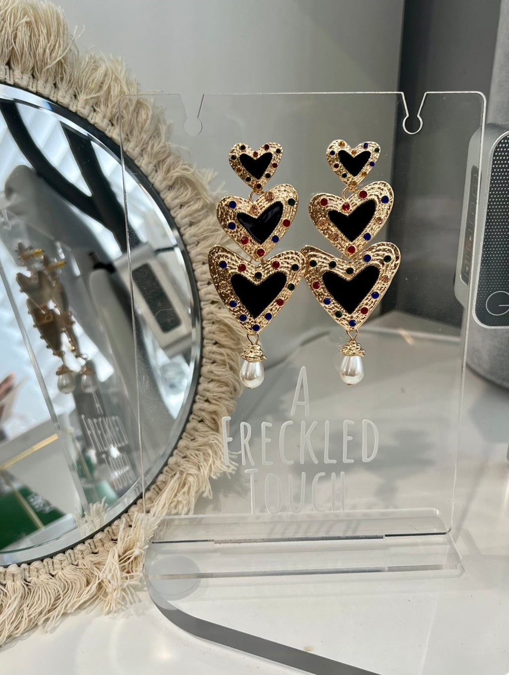 Black Hearts statement earrings